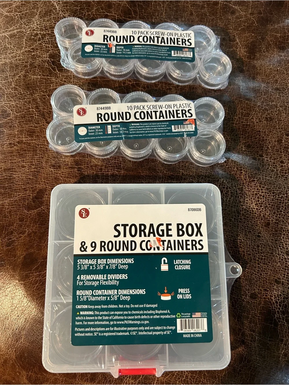 Set of Three Clear Plastic Containers